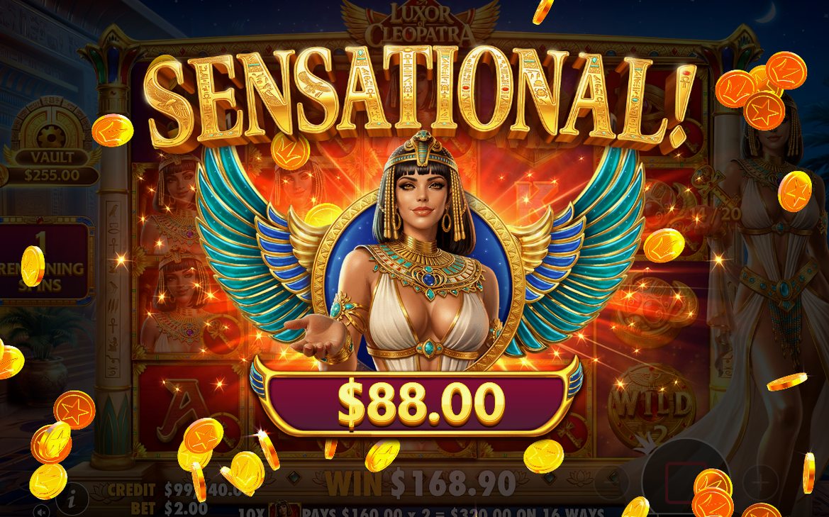 Freispiele mit vollen Cleopatra-Stapeln auf Walze 1 und 5