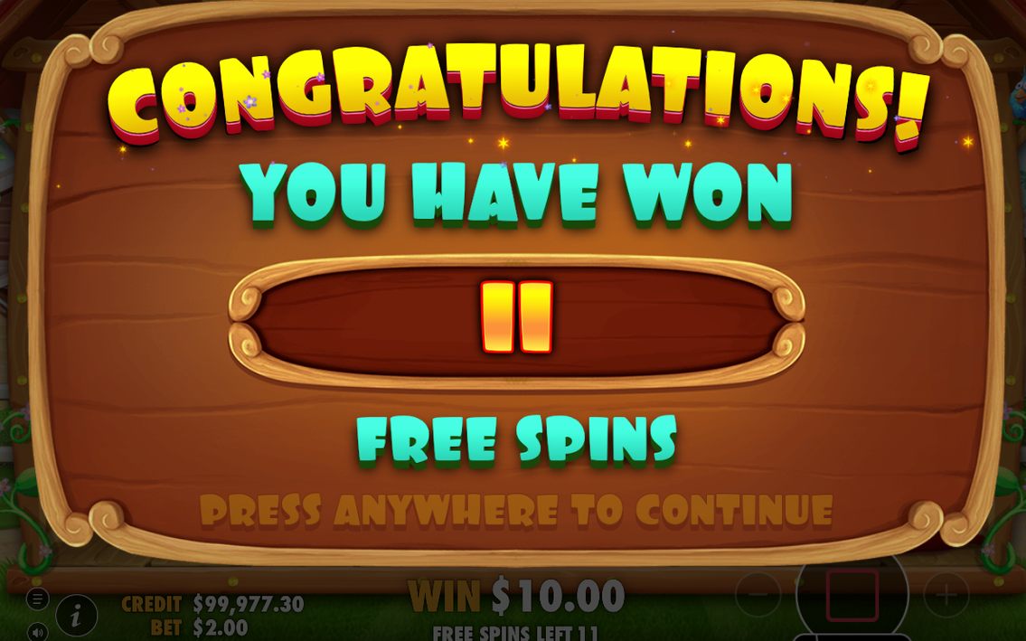 Start der Free Spins: Anzahl im 3x3-Feld aufgedeckt